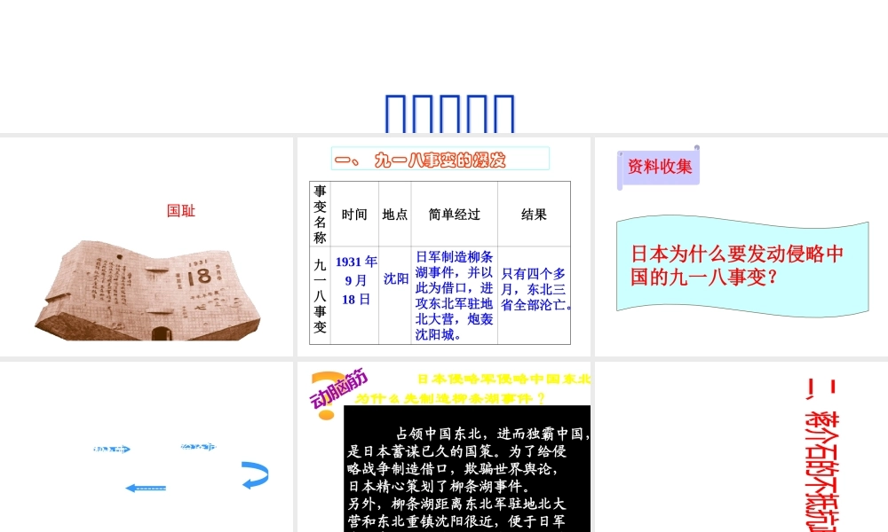 八年级历史上册 第14课 难忘九一八两课时教学课件 新人教版-新人教版初中八年级上册历史课件