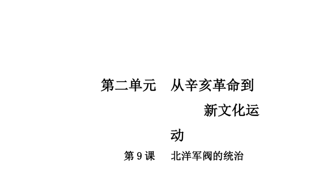八年级历史上册 第2单元 从辛亥革命到新文化运动 9 北洋军阀的统治课件 中华书局版-中华书局版初中八年级上册历史课件
