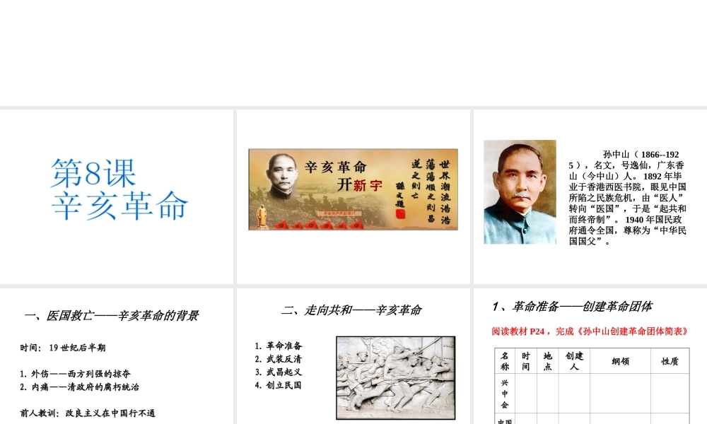 八年级历史上册 第2单元 第8课 辛亥革命教学课件 中华书局版-中华书局版初中八年级上册历史课件