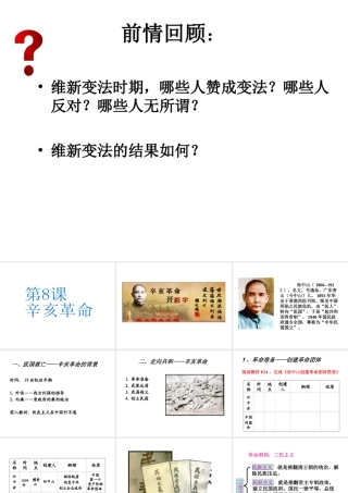 八年级历史上册 第2单元 第8课 辛亥革命教学课件 中华书局版-中华书局版初中八年级上册历史课件
