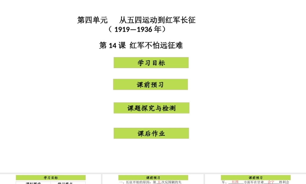 八年级历史上册 第4单元 从五四运动到红军长征（--）第14课 红军不怕远征难课件2 中图版-中图级上册历史课件