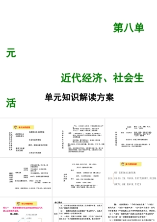 八年级历史上册 第八单元 近代经济、社会生活与教育文化事业单元知识解读方案课件 新人教版-新人教级上册历史课件