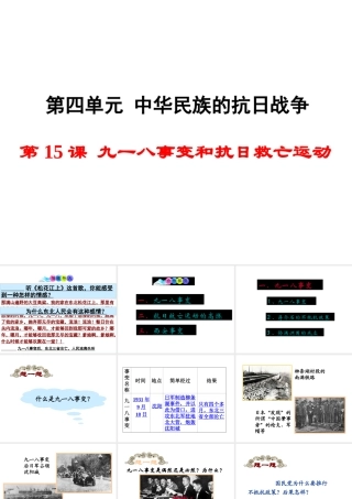 八年级历史上册 第15课 九一八事变和抗日救亡运动课件1 岳麓版-岳麓级上册历史课件