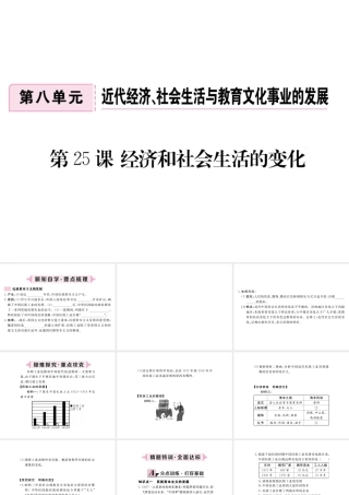 八年级历史上册 第八单元 近代经济、社会生活与教育文化事业的发展 第25课 经济和社会生活的变化习题讲评课件 新人教版-新人教版初中八年级上册历史课件