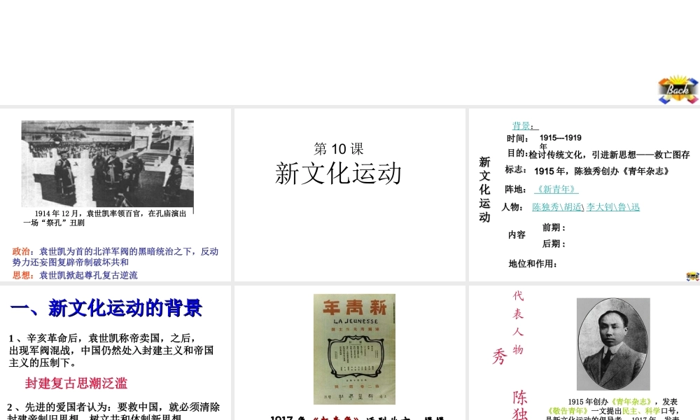 八年级历史上册 第2单元 辛亥革命与民族觉醒 第10课 新文化运动课件2 华东师大版-华东师大级上册历史课件