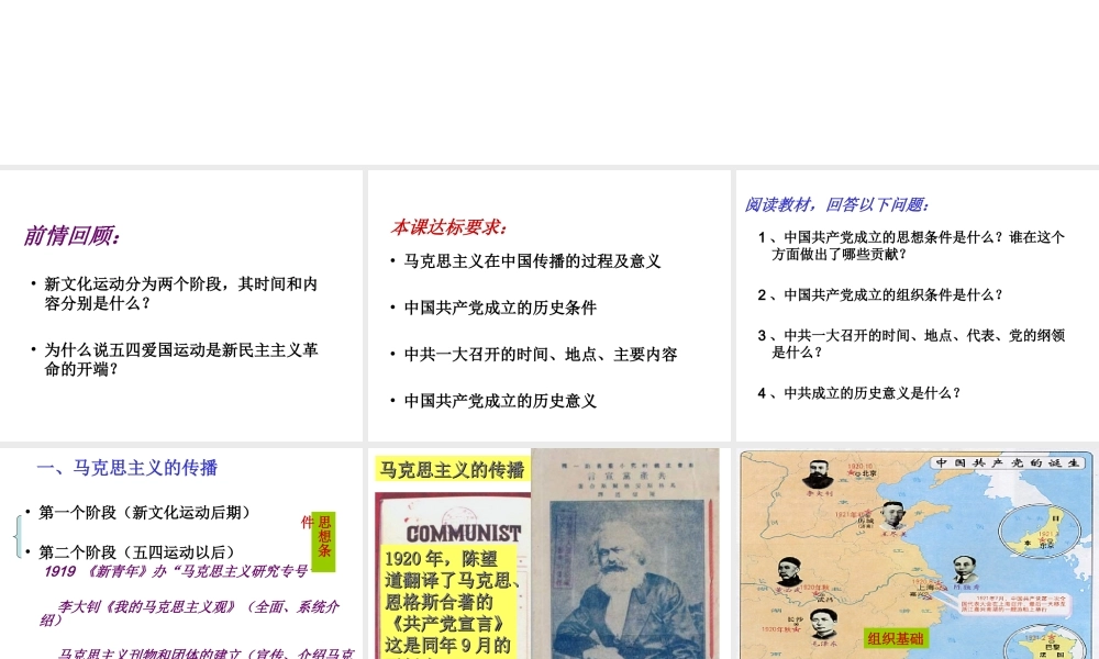 八年级历史上册 第3单元 第11课 中国共产党的成立教学课件 中华书局版-中华书局级上册历史课件