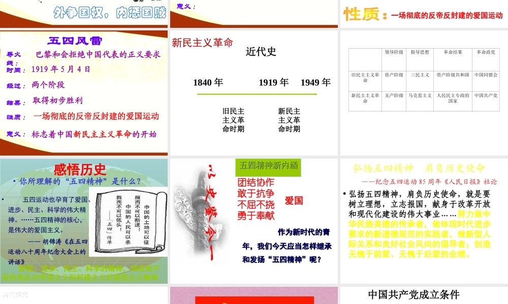 八年级历史上册 第3单元 新民主主义革命的兴起 第11课 五四运动和中国共产党的成立课件2 华东师大版-华东师大级上册历史课件