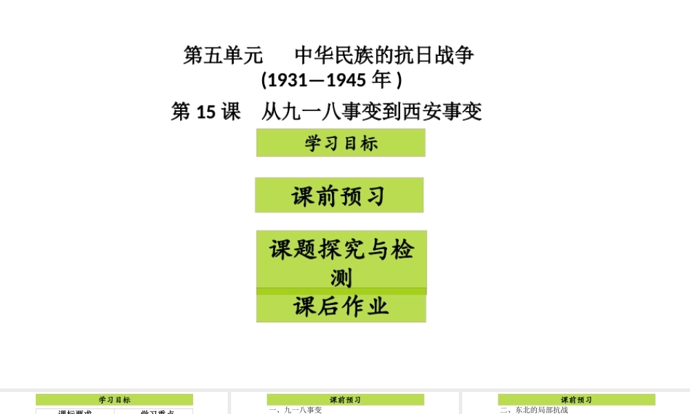 八年级历史上册 第5单元 中华民族的抗日战争（--）第15课 从九一八事变到西安事变课件2 中图版-中图级上册历史课件