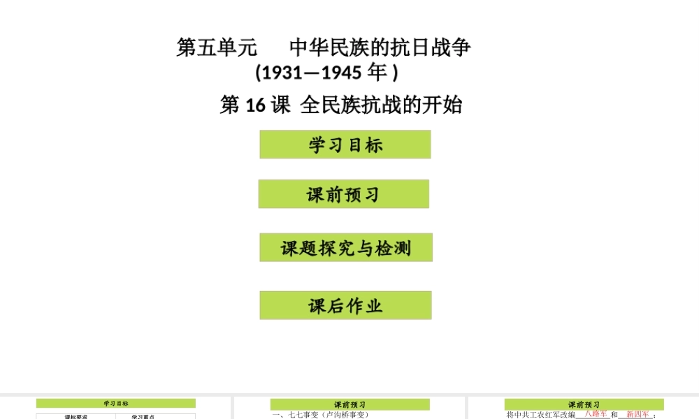 八年级历史上册 第5单元 中华民族的抗日战争（--）第16课 全民族抗战的开始课件2 中图版-中图级上册历史课件