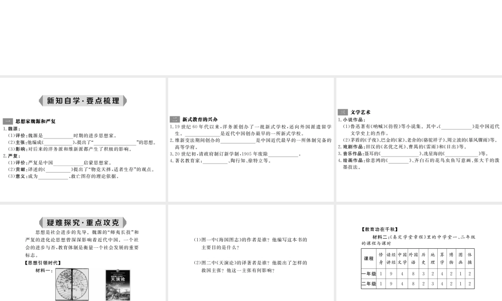 八年级历史上册 第24课 近代思想、教育和文艺课件 岳麓版-岳麓版初中八年级上册历史课件