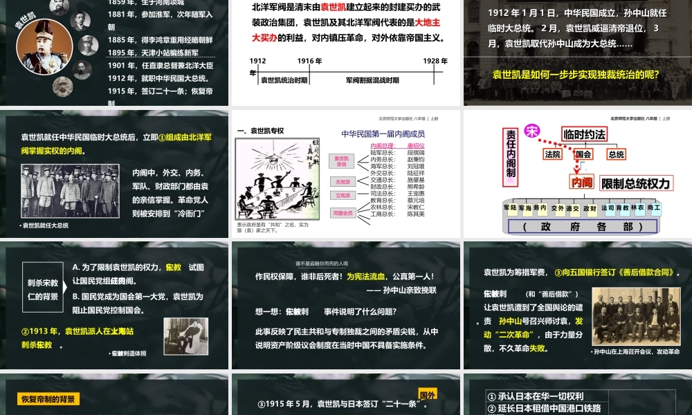 八年级历史上册 第9课 袁世凯独裁统治与军阀混战课件 北师大版-北师大版初中八年级上册历史课件