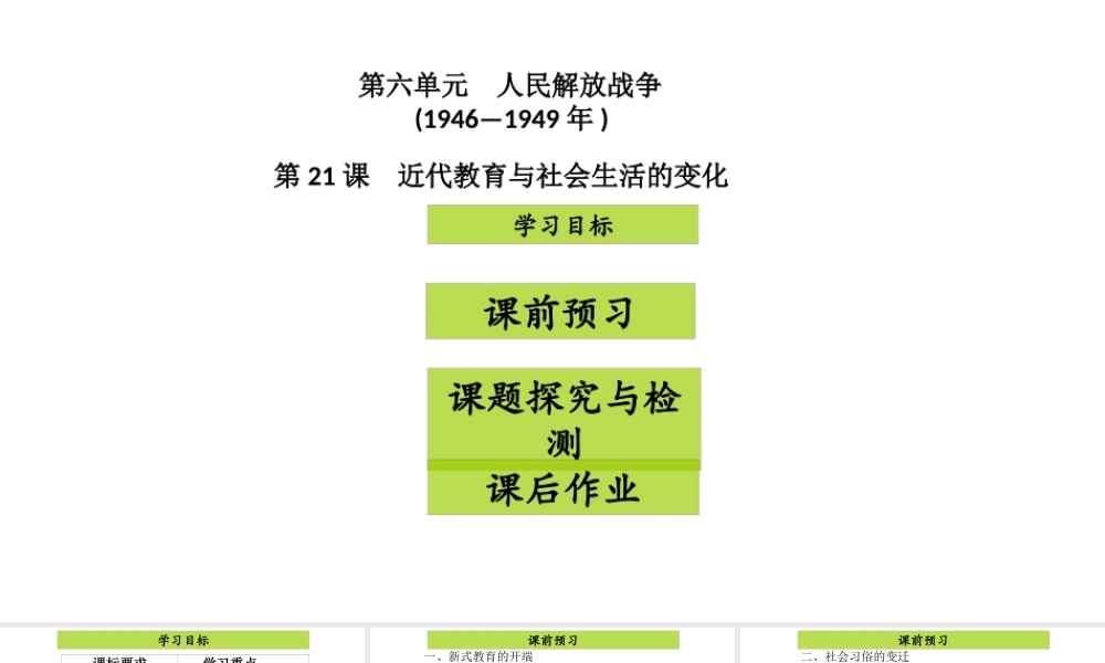 八年级历史上册 第6单元 人民解放战争（——）第21课 近代教育与社会生活的变化课件2 中图版-中图版初中八年级上册历史课件