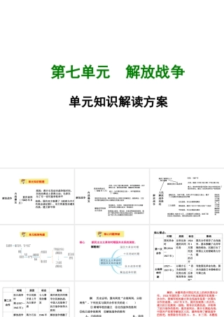 八年级历史上册 第七单元 解放战争单元知识解读方案课件 新人教版-新人教级上册历史课件