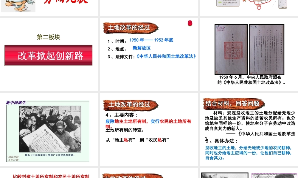 八年级历史下册 第一单元 第3课 土地改革课件 新人教版