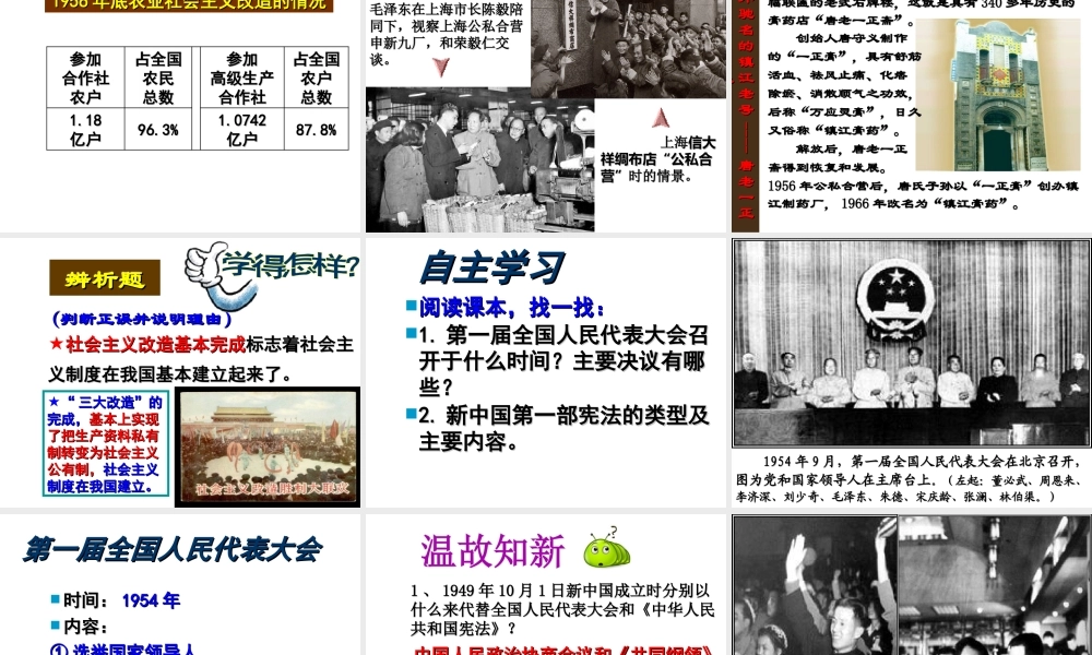 八年级历史下册 第一单元 第4课 社会主义制度的确立课件1 北师大版-北师大级下册历史课件