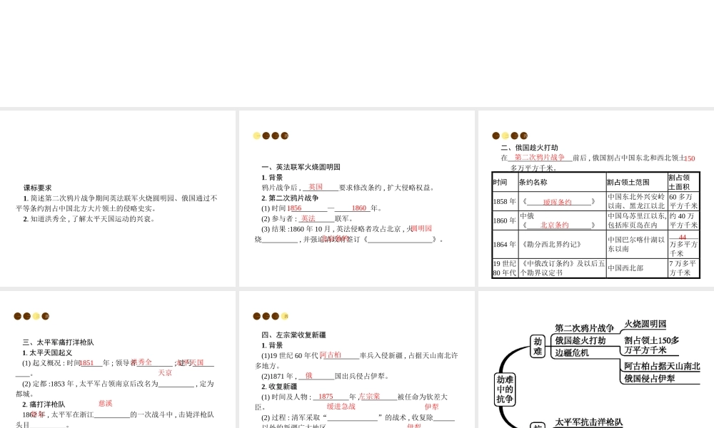 八年级历史上册 第一单元 列强的侵略与中国人民的抗争 第2课 劫难中的抗争课件 北师大版-北师大版初中八年级上册历史课件