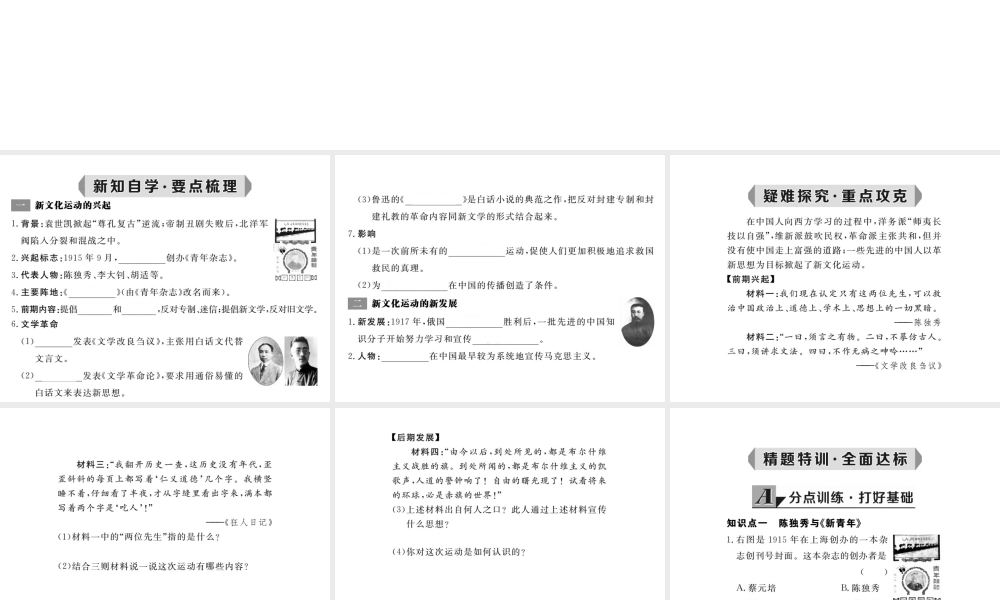 八年级历史上册 第7课 新文化运动课件 华东师大版-华东师大级上册历史课件