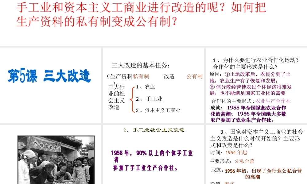 八年级历史下册 第2单元 社会主义制度的建立与社会主义建设的探索 第5课 三大改造课件2 新人教版-新人教版初中八年级下册历史课件