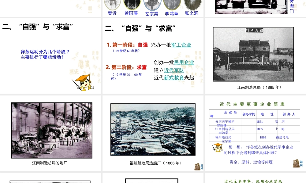 八年级历史上册 第一单元 列强侵华与晚晴时期的救亡图存 第4课 洋务运动与民办工业教学课件 岳麓版-岳麓级上册历史课件