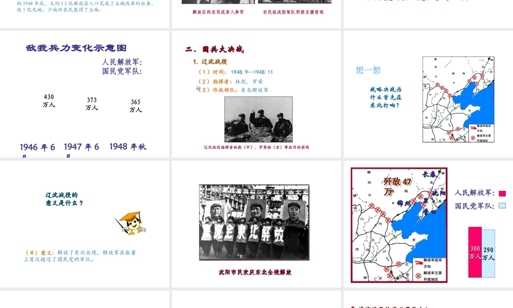 八年级历史上册 第五单元 人民解放战争的胜利 第22课 三大战役与全国解放教学课件 岳麓版-岳麓版初中八年级上册历史课件