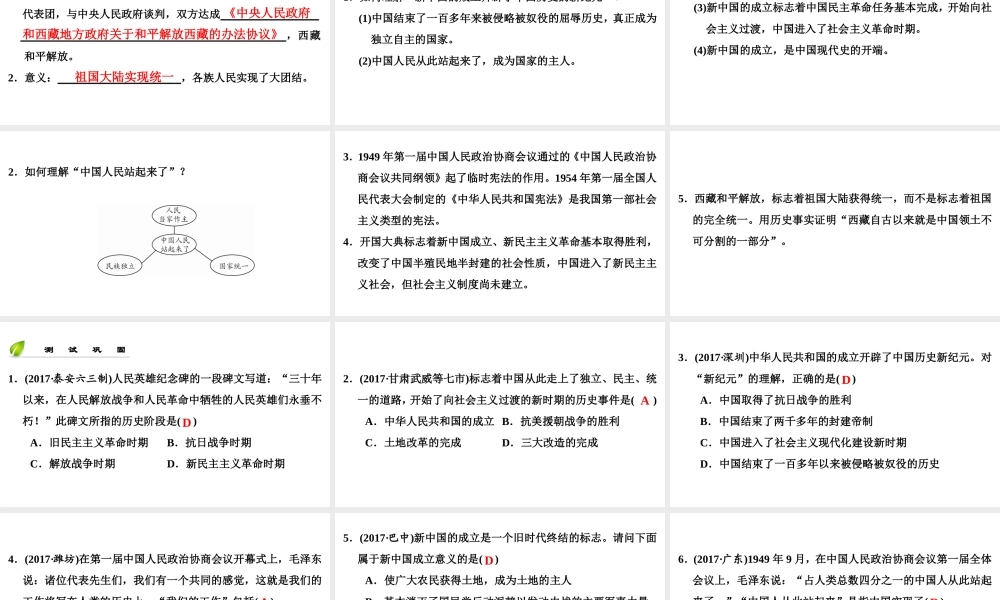 八年级历史下册 第一单元 中华人民共和国的成立和巩固 第1课 中华人民共和国的成立课件 新人教版-新人教级下册历史课件