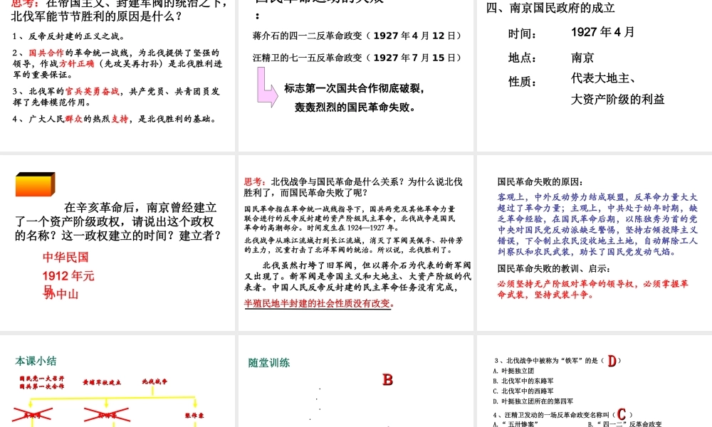 八年级历史上册 第9课 国民革命运动与南京国民政府的建立课件2 华东师大版-华东师大级上册历史课件