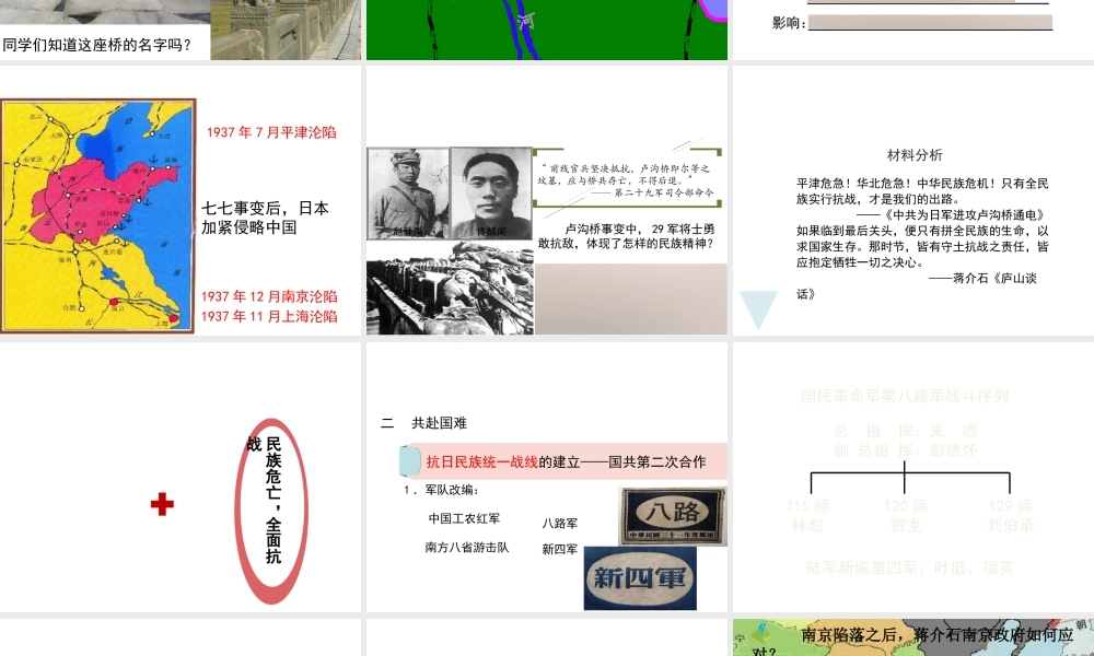 八年级历史上册 第四单元 第18课 全民族抗战的兴起课件 北师大版-北师大版初中八年级上册历史课件