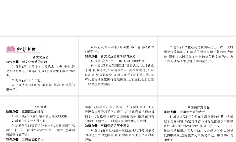 八年级历史上册 第四单元 新时代的曙光小结作业课件 新人教版-新人教版初中八年级上册历史课件