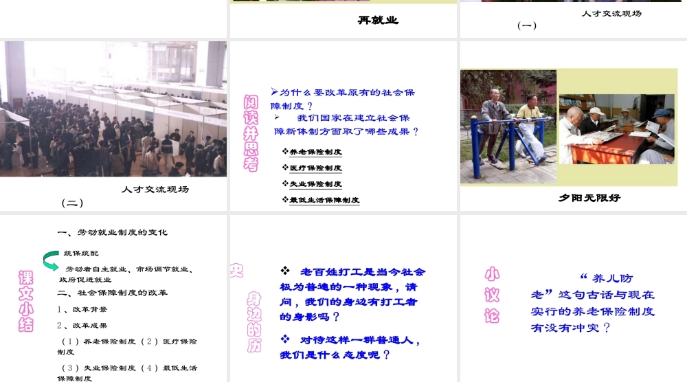 八年级历史下册 第七单元 第21课《劳动就业与社会保障》课件1 华东师大版-华东师大级下册历史课件