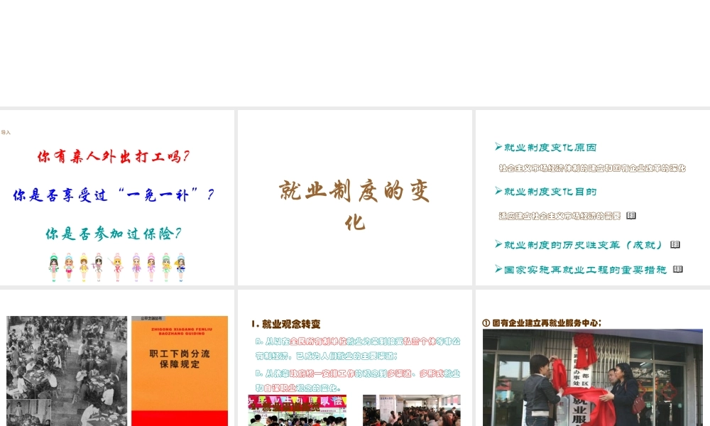 八年级历史下册 第七学习主题 社会生活 第21课《就业制度和社会保障制度的建立》课件1 川教版-川教级下册历史课件