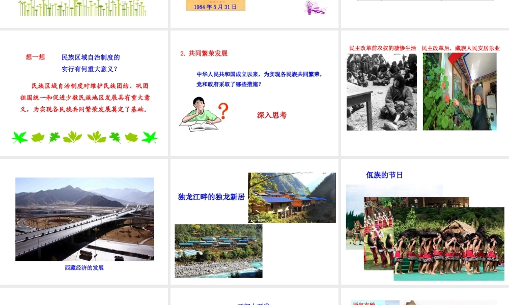 八年级历史下册 第三单元 中国特色社会主义道路 第12课民族大团结课件+素材 新人教版