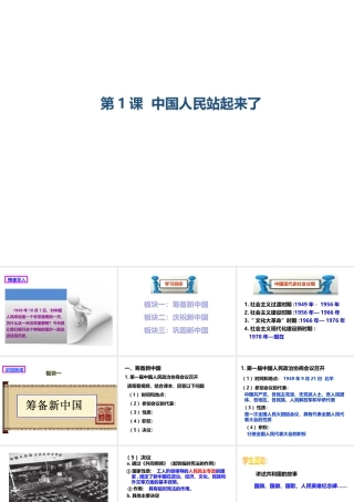 八年级历史下册 第一学习主题 中华人民共和国的成立和巩固 第1课 中国人民站起来了课件 川教版