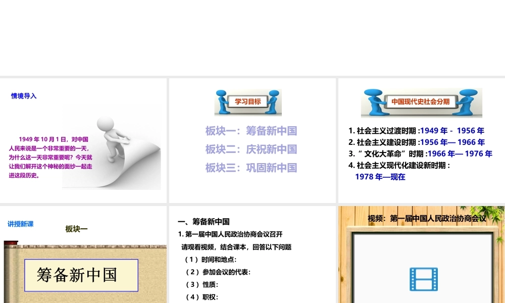 八年级历史下册 第一学习主题 中华人民共和国的成立和巩固 第1课《中国人民站起来了》课件1 川教版-川教级下册历史课件