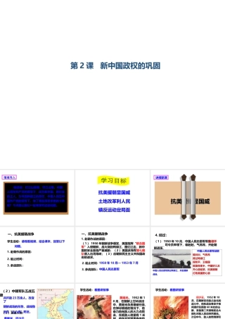八年级历史下册 第一学习主题 中华人民共和国的成立和巩固 第2课 新中国政权的巩固课件 川教版