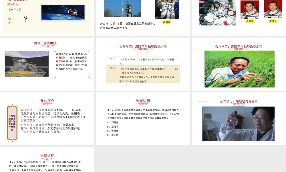 八年级历史下册 第六单元 科学技术与社会生活 第18课 科学技术的成就课件 新人教版-新人教版初中八年级下册历史课件