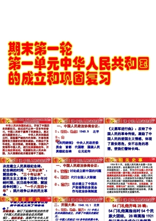 八年级历史下册 第一单元 中华人民共和国的成立和巩固复习课件2 新人教版-新人教级下册历史课件