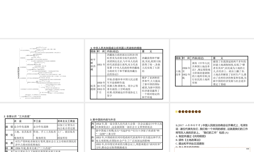八年级历史下册 第一单元 走向社会主义单元整合课件 北师大版-北师大级下册历史课件