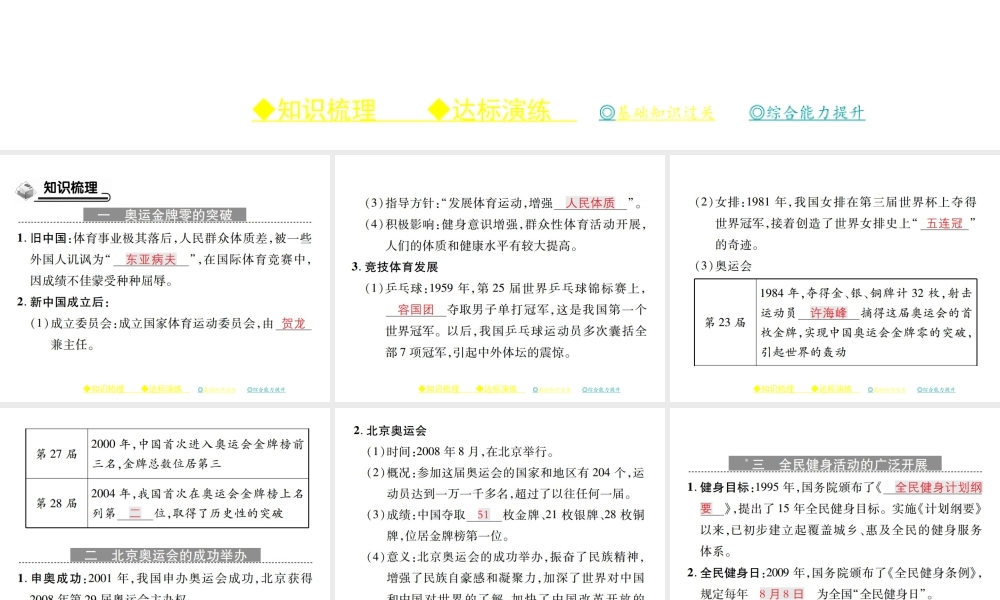八年级历史下册 第十奥运梦想的实现课件 川教版-川教级下册历史课件