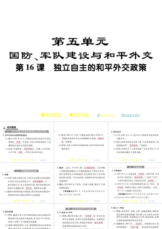 八年级历史下册 第十六课 独立自主的和平外交政策课件 川教版-川教版初中八年级下册历史课件