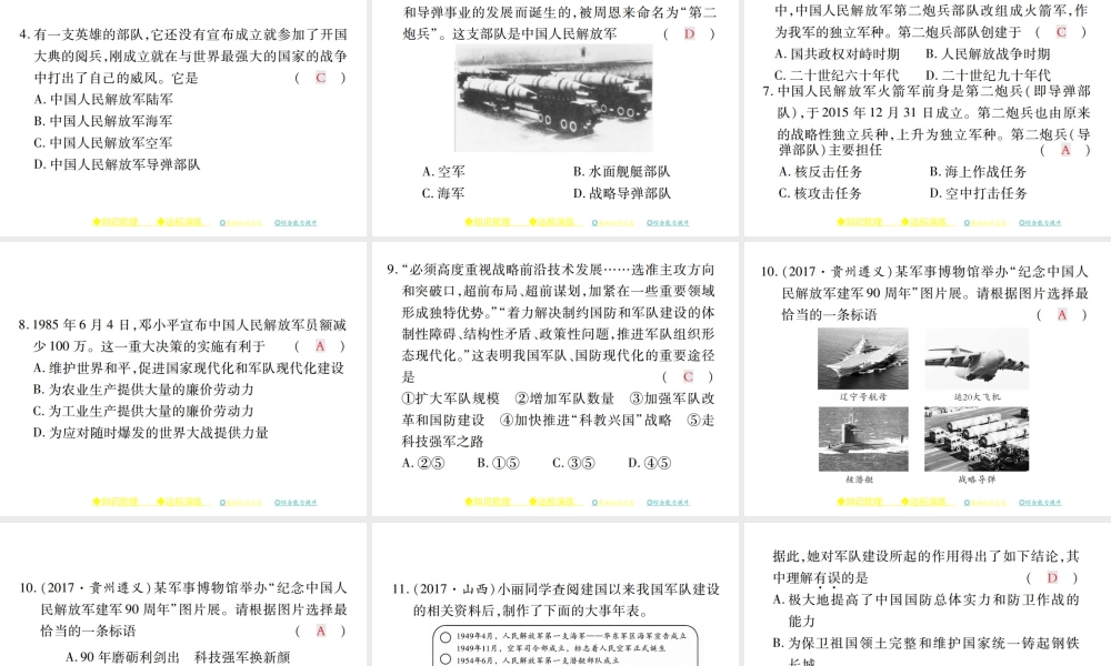 八年级历史下册 第十五课 建设现代化的国防和人民军队课件 川教版-川教级下册历史课件