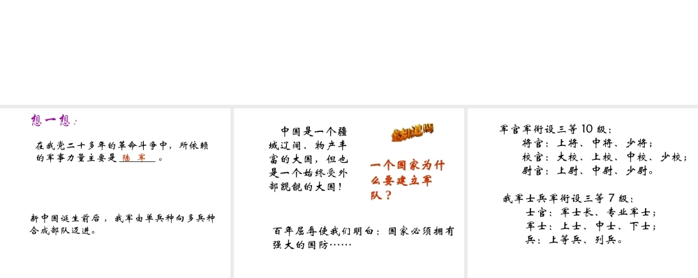 八年级历史下册 第五单元 第14课《人民军队的现代化建设》课件2 华东师大版-华东师大版初中八年级下册历史课件