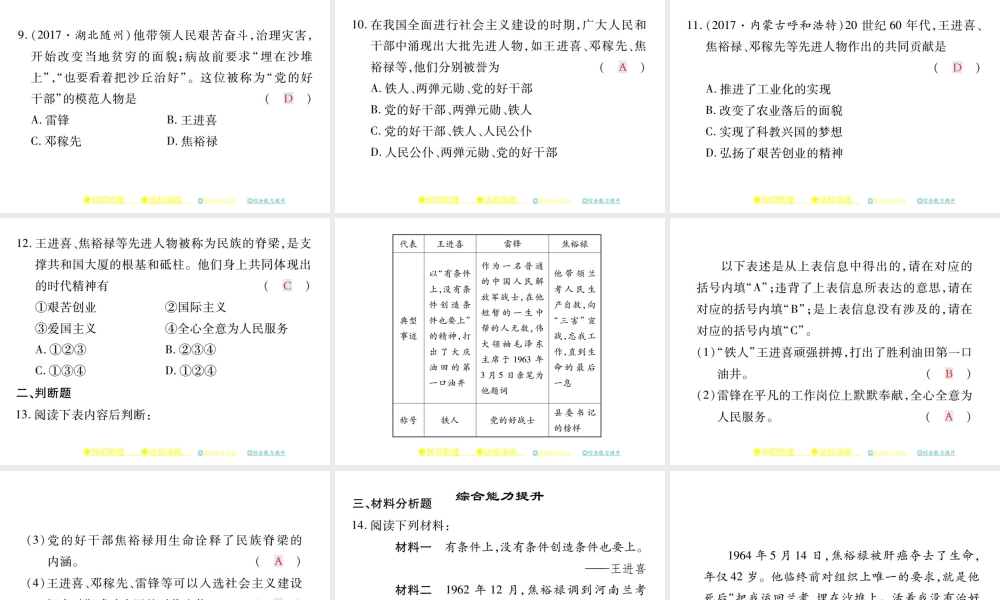 八年级历史下册 第五课 艰苦创业的民族脊梁课件 川教版-川教版初中八年级下册历史课件