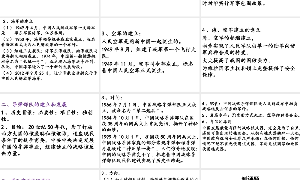 八年级历史下册 第五学习主题 国防建设与外交成就 第15课《建设现代化的人民军队》课件2 川教版-川教版初中八年级下册历史课件