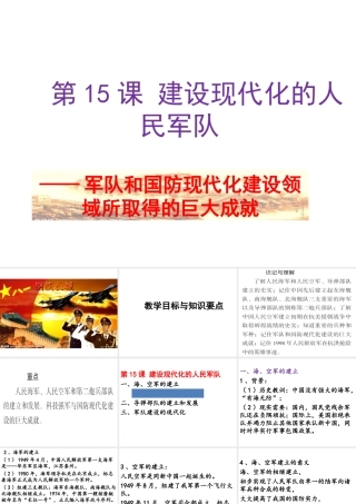 八年级历史下册 第五学习主题 国防建设与外交成就 第15课《建设现代化的人民军队》课件2 川教版-川教版初中八年级下册历史课件