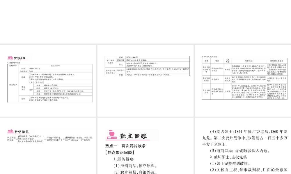 八年级历史上册 第一单元 中国开始沦为半殖民地半封建社会小结作业课件 新人教版-新人教级上册历史课件