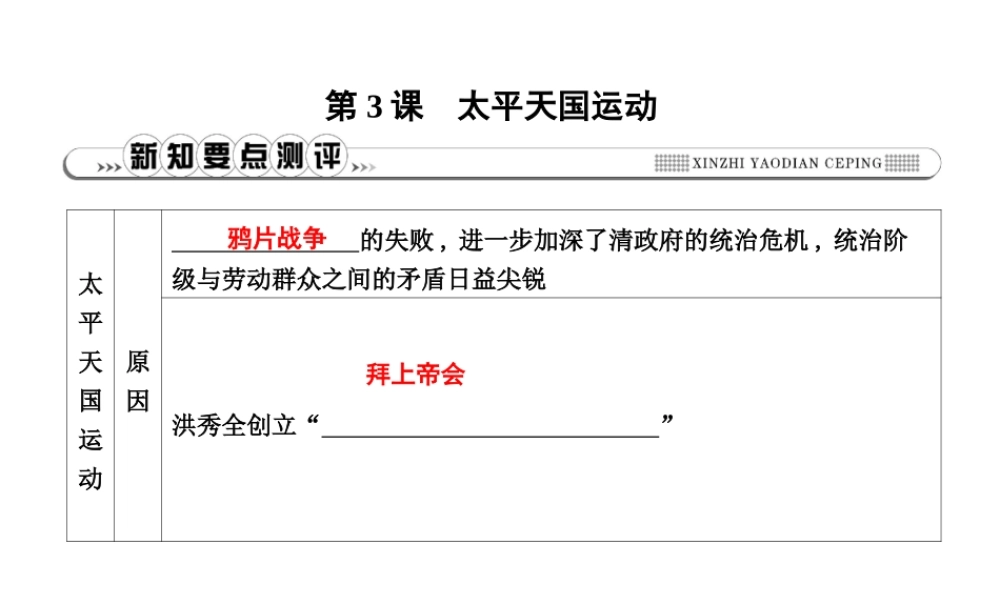 八年级历史上册 第一单元《中国开始沦为半殖民地半封建社会》第3课 太平天国运动课件 新人教版-新人教级上册历史课件