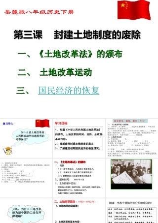 八年级历史下册 第3课 封建土地制度的废除课件 岳麓版-岳麓版初中八年级下册历史课件