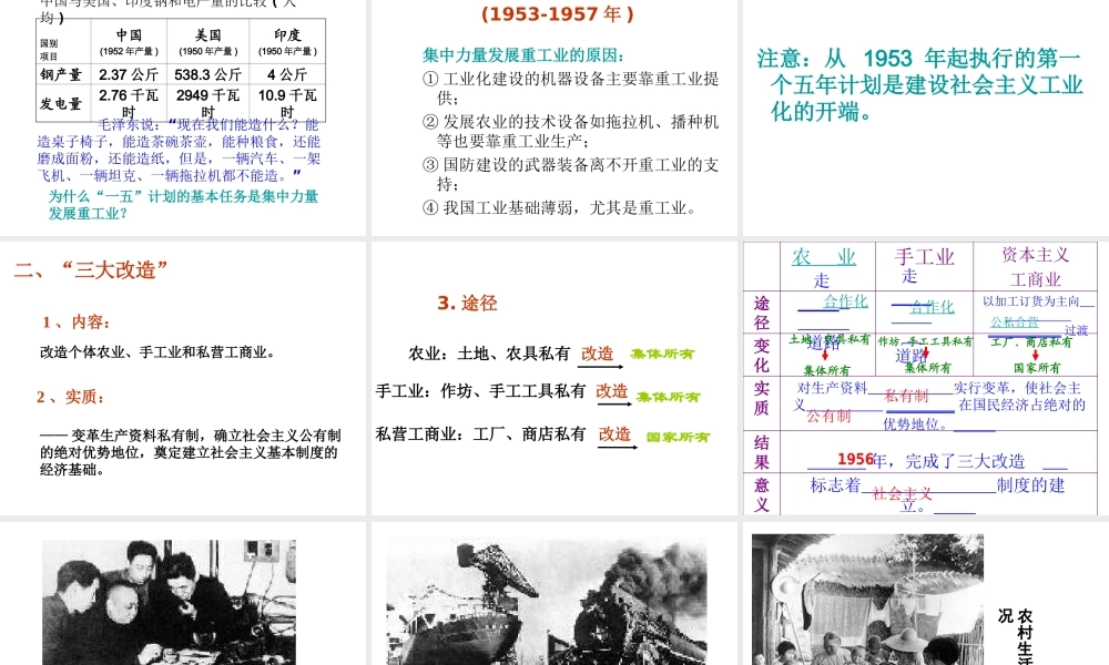 八年级历史下册 第3课 向社会主义过渡课件 华东师大版-华东师大级下册历史课件