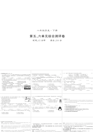 八年级历史下册 第五单元 国防建设与外交成就 第六单元 科学技术与社会生活测评卷课件 新人教版-新人教版初中八年级下册历史课件