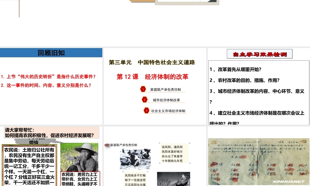 八年级历史下册 第12课 经济体制改革课件 中华书局版-中华书局版初中八年级下册历史课件